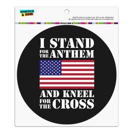 Graphics and More I Stand for The Flag Kneel Cross USA American Flag Patriotic Automotive Car Refrigerator Locker Vinyl Circle Magnet