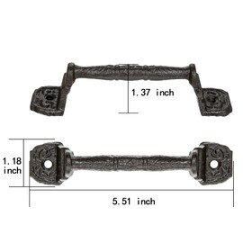 INIRET 10 Packs Sliding barn Door Handles，5.51" Cast Iron Handles,Dark Brown Vintage Metal Gate Pull Handle Fence Handle Antique Long Cabinet Handles for Outdoor,Garage,Closet,Interior,Drawer