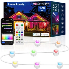 lemonlovely Permanent Outdoor Lights for House, 120ft with 88 Smart IC+RGBCW LED Lights, IP67 Waterproof Eaves Light for Daily Christmas Decorations, Work with Remote, APP, Alexa, White