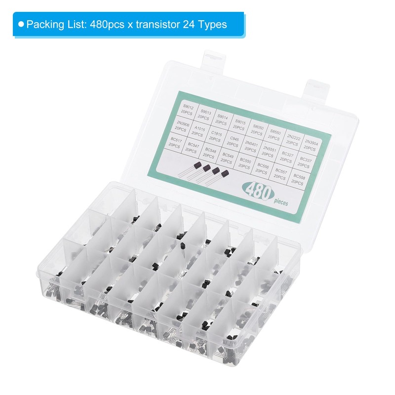 PATIKIL PNP NPN Power Transistor Assortment Kit 480 Pieces 24