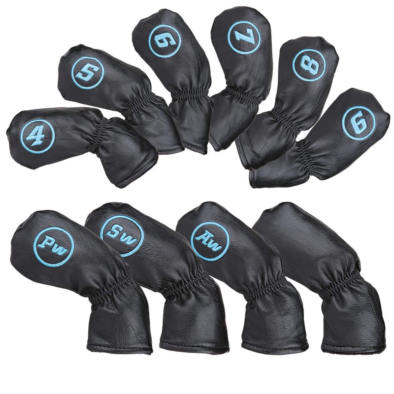 10 Pcs Iron Covers Golf Covers with Thread #4-9 AW