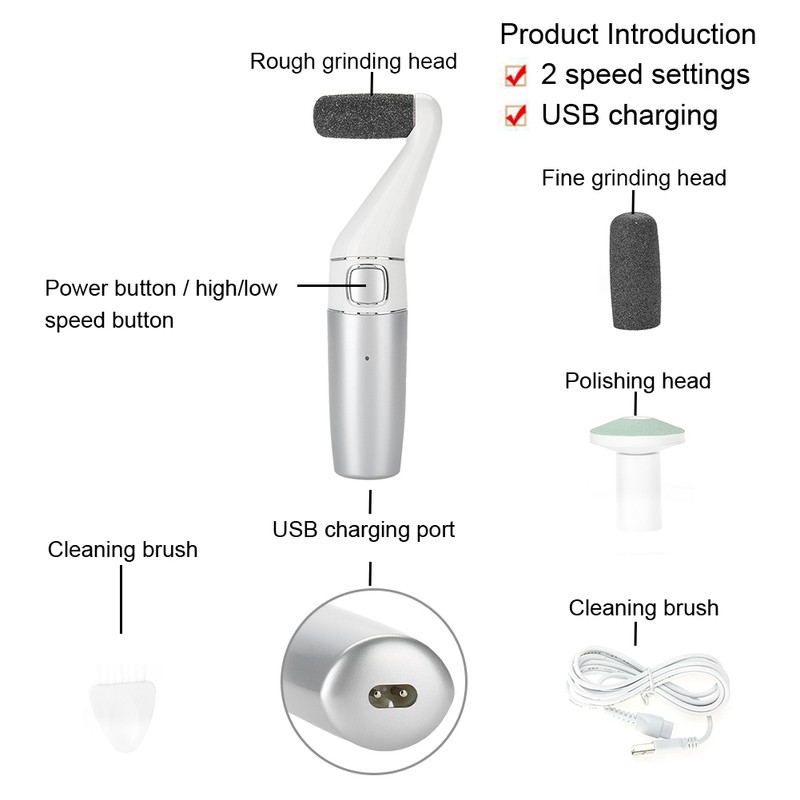 Electronic USB Foot Exfoliator File Dead Skin Cuticles Remover Scrubber