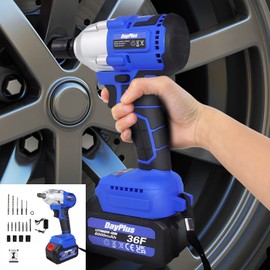 BRIEFNESS 21V Cordless Impact Wrench 2900rpm 310ft-lbs with 6000mAh Large Capacity Li-ion Battery, Fast Charger, 4 Socket and Drill Bits 1/2 Inch Square Drive