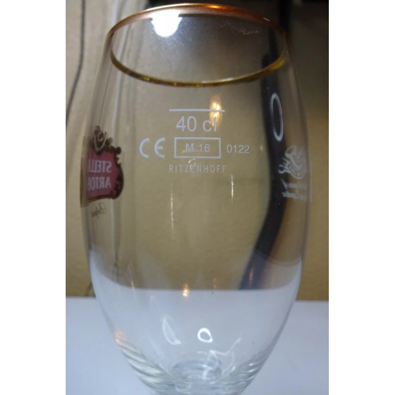 Stella Artois Belgium Glass 40cl With Gold Rim 600 Years