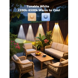 BrizLabs Smart Deck Lights, 6 Lamps RGBCW Outdoor Fence Lights Work with Alexa & Google Home, IP65 LED Patio Deck Lighting APP Controlled, Purple Orange Fence Lighting Music Sync for Patio Yard Garden