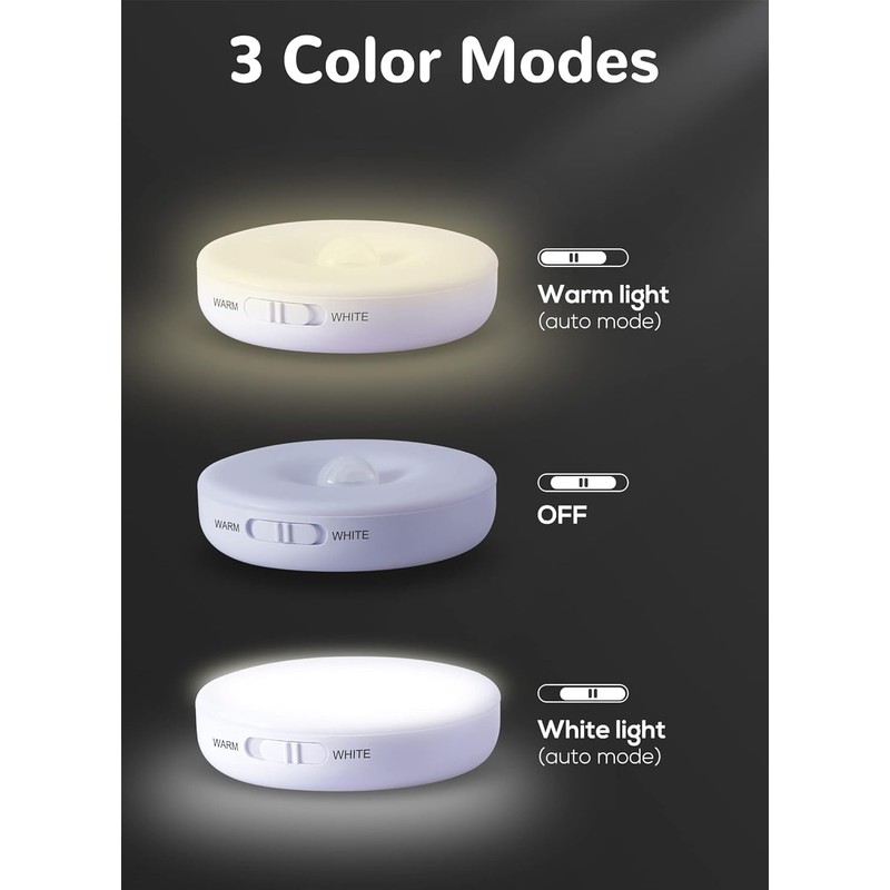 Homelist 3 Pack Motion Sensor Lights Indoor, Rechargeable Wireless LED