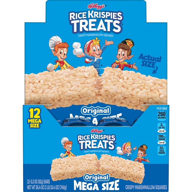 Rice Krispies Treats Marshmallow Snack Bar, Kids Snacks, School Lunch,
