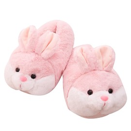 HANDKEI Women's Bunny Slippers Gifts Funny Animal Slippers Bunny Indoor Plush Slippers (7-8, Pink, numeric_7)