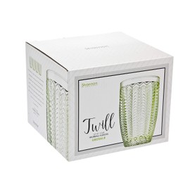 Twill Highball Glasses Beverage Glass Cup by Godinger – Emerald Green – Set of 4