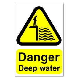 Danger Deep Water Warning Stickers - 10-Pack Peel and Stick Safety Signs for Hazardous Areas, Outdoor Warning Sign for Pools, Ponds, Lakes, – 100mm x 66mm Durable Vinyl Decals for Safety Awareness