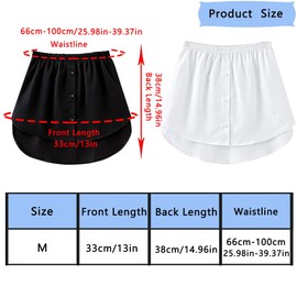 Homefantasy Pack of 2 women's shirt extensions, shirt skirt extension, shirt skirt women, blouse skirt, V-extension, shirt extension women, for sweaters, sweatshirts, coats, with buttons (M), 1