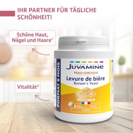 JUVAMINE JUVAMINE - Bierhefe - Sch?ne Haut, Haare und N?gel - Vitalit?t - Vitamine B1, B2, B3, B5, B6, B8, B9 und B12 + Zink - 5-monatiges Programm - Optimierte Formel