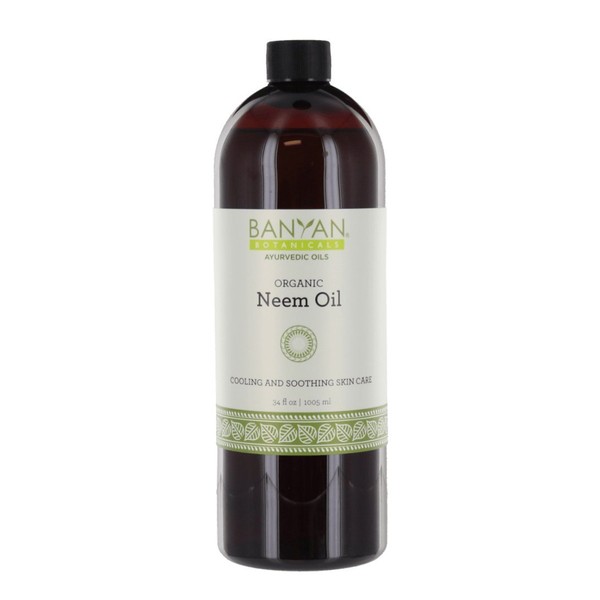 Banyan Botanicals Neem Oil – Pure & Organic Neem & Sesame Oil – Traditional Ayurvedic Neem Oil that Cools & Soothes – Supports Healthy Skin, Hair, Nails & More – 34oz. – Non GMO Sustainably Sourced Vegan