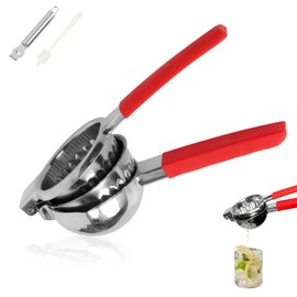 Lemon Squeezer Stainless Steel, Large Manual Citrus Juicer, Filter Mesh Design, No Splashing, with Non-Slip Grip, Stainless Steel Zester & Cleaning Brush