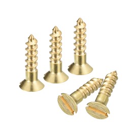 sourcing map Brass Wood Screws, 50Pcs M3 x 12mm Slotted Drive Flat Head Self Tapping Screw Countersunk for Woodworking Furniture