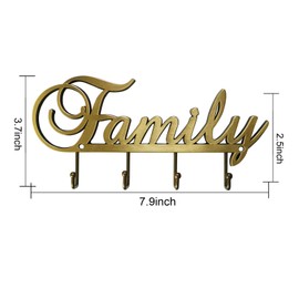 Myartte Key Holder- Key Hooks Decorative for Wall Decorative Zinc Alloy Key Organizer Rack with 4 Hooks -with Screws (Antique Brass Family)