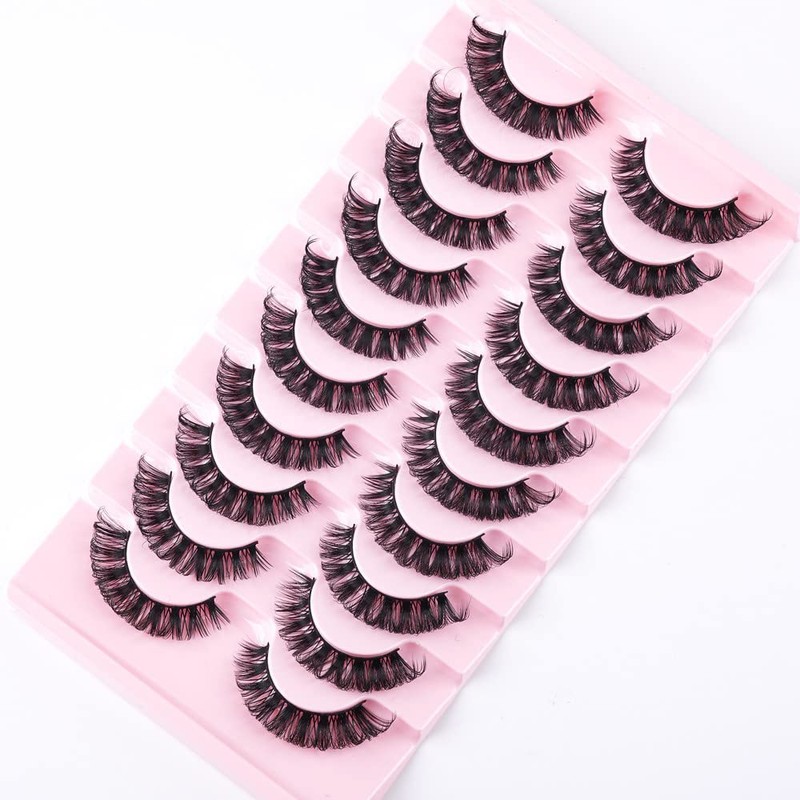 False Eyelashes Russian Strip Lashes Natural Fluffy Wispy D Curly