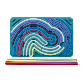 Sensory Activity Board, Reversible Design Children's Busy Board, Travel Activities for 3+ & Adult Children ADHD & Autism Quiet No Clutter Toy Gift with 10 Strings Blue