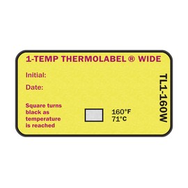 1-Temp Thermolabel Wide 160°F/71°C Temperature Label for Dishwashers Pack of 16 Labels