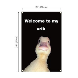 Welcome to My Crib Flag 2x3 Feet with 4 Brass Grommets Funny Flags for College Dorm Room Teen Bedroom Living Room Art Deco Tapestry Flag. ﻿