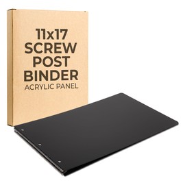 11x17 Binder, Acrylic Fixed 3-Post Landscape Document Organizer. Elegant Black Portfolio Art Binder for Artwork Storage, Display Tattoo Book, Business Presentations, and Tabloid Size Organization