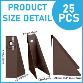 MorningRo 50pcs Aluminum Gutter Wedges for 5-inch K-Style Gutters, Levels Rain Gutters on Angled Fascia for Proper Installation and Drainage for Roof Pitch (6/12 Through 10/12 Slope,Brown)