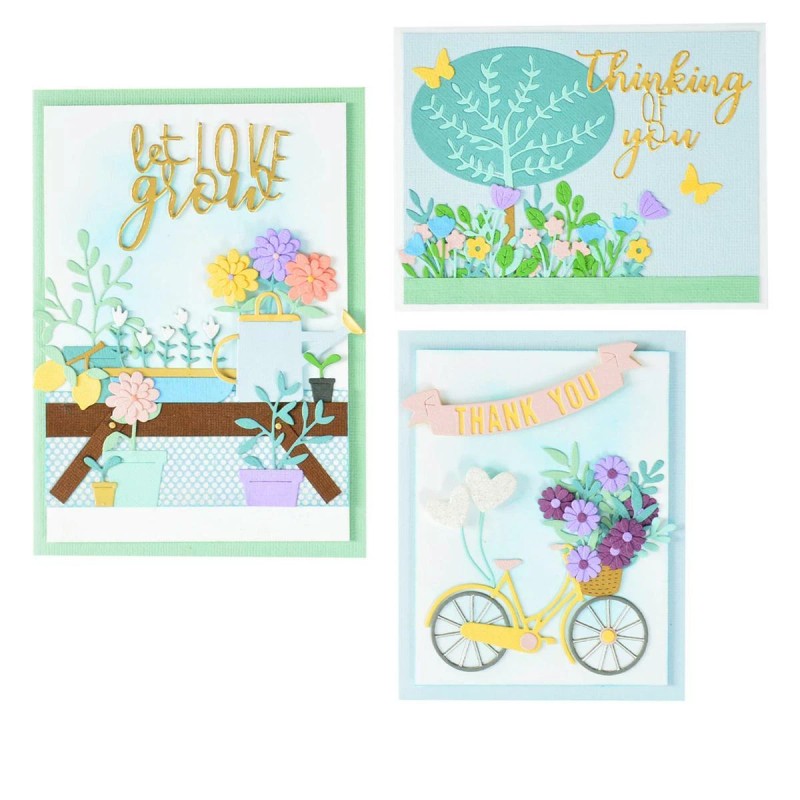 Sizzix® Thinlits Floral Sentiment Die Bundle 722-860 New