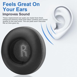 E45BT Ear Pads Replacement Ear Pads Cushions Compatible with JBL E35 E45 E45bt Bluetooth Wireless Headphones Comfort Protein Leather High-Density Memory Foam Earpads Earmuffs Ear Cups Cover - Black