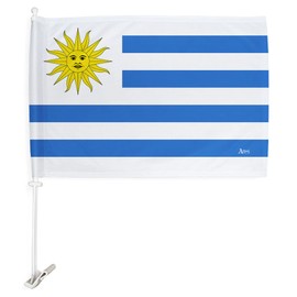 World Cup 2022 Uruguay Car Flag 2 PCS 32 Country Bandera Para Carros Auto Decorations Banner For Window Decor Clip Pole Accessories FIFA Sports Fans Outdoor Football Soccer Uruguayan Gifts Made In USA