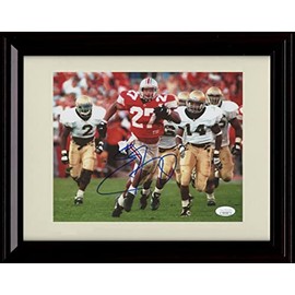 Eddie George Autograph Promo Print - Ohio State Football- Running Away with It - Framed 8x10