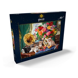 MyPuzzle Vintage Charm with Kitten and Flowers - Premium 100 Piece Puzzle - MyPuzzle Special Collection by Puzzle Galaxy