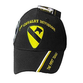 1st Cavalry Division Black Embroidered Baseball Cap USA First Team Vet Armyseal Hat