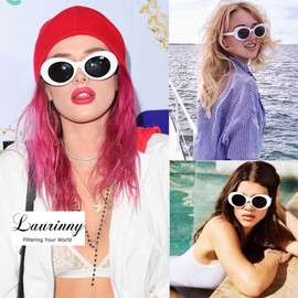 Laurinny Sunglasses Oval Clout Goggles for Women Men Trendy Cute Retro Round Sun Glasses Costume Party Frame