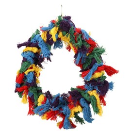 Litewood Bird Chew Shredding Swing Toy Colorful Cotton Preening Grooming Rope Ring Colorful Hanging Swing Cage Accessories for African Grey Cockatoos Conure Parakeet Quaker