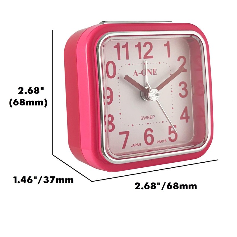 Colorful Silent Alarm Clock – Non-Ticking, Square Design, Battery Operated,