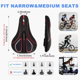 Bike Seat Cushion for Men & Women Comfort, Cushion for Narrow Seat, BMX, MTB & Road, Bicycle Seat Cushion Fit for Peloton, Spin and Stationary Bike, Indoor Outdoor Cycling