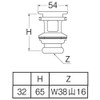 SANEI PH33-32 Washbasin Drain Parts, Horizontal Hole Drain Stopper, Overflow,