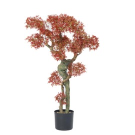 44" Vintage Real Touch Japanese Maple Bonsai Tree with Vibrant Fall Colored Leaves, Beautiful Indoor décor