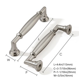 khtumeware 10 Pack 3-3/4 Inch(96mm) Brushed Satin Nickel Cabinet Pulls Heavy Duty Solid Cabinet Handles Kitchen Cabinet Hardware for Cupboard Drawer Handles