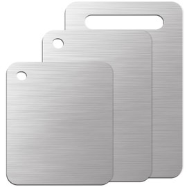 3 Pcs Stainless Steel Cutting Board for Kitchen, 13"x9.1", 12"x7.6", 9.3"x6" Stainless Steel Cutting Board for Kitchen 304 Steel Chopping Metal Cutting Board Set for Kitchen Meat Fruit Vegetable