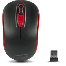 Speedlink CEPTICA Mouse Wireless - kleine Maus ohne Kabel, PC Maus kabellos für Notebook und Laptop, leicht, 2.4G USB Nano-Empfänger, dpi-Schalter bis 1600 dpi, schwarz-rot