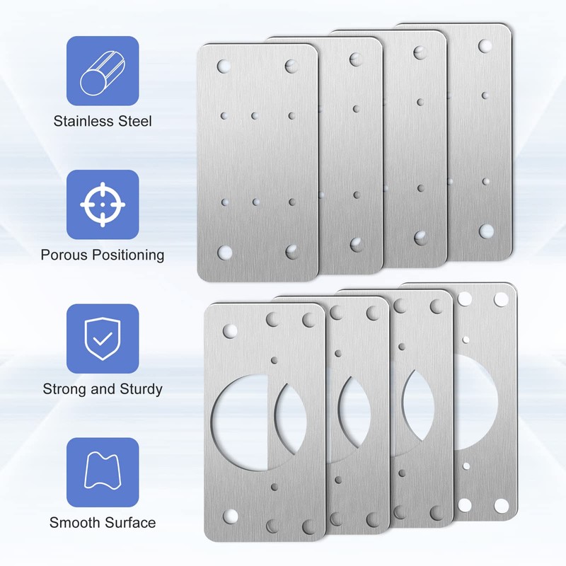 Cabinet Hinge Repair Plate, 8 PCS Stainless Steel Hinge Repair