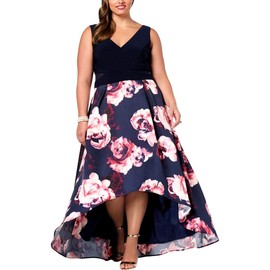 X by Xscape Womens Plus Sleeveless Hi-Low Party Dress Navy 16W
