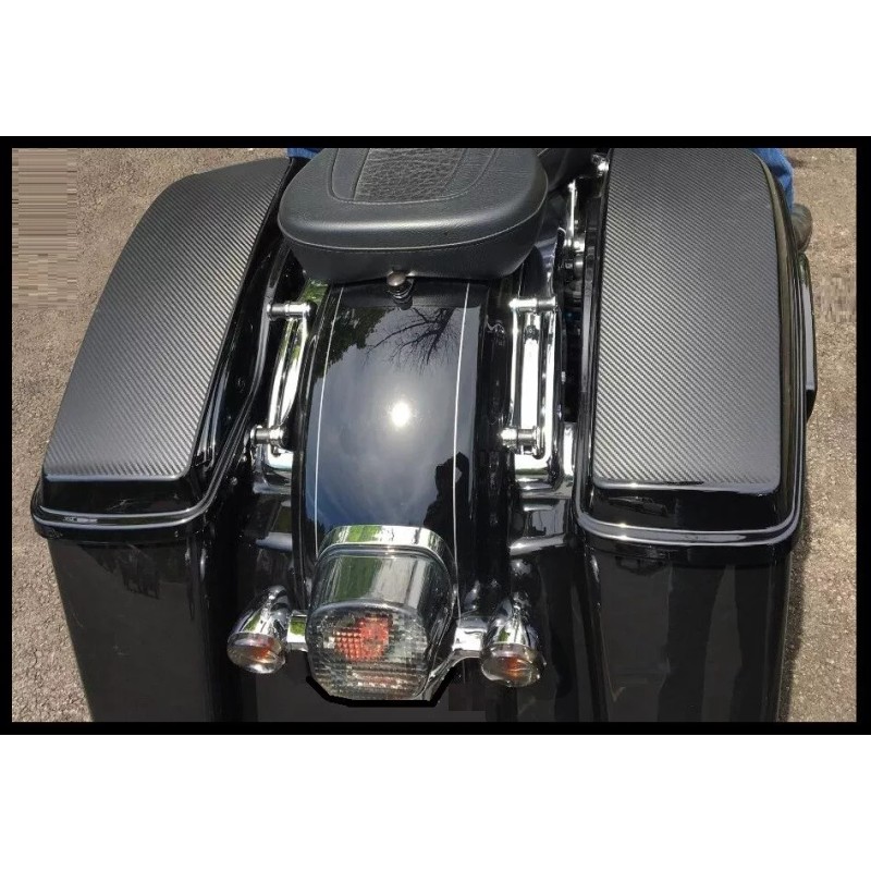 lid skins Black carbon hard bag lids Fits 2014-2023 Harley-Davidso