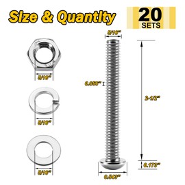(20Sets) 5/16 Bolts, 5/16-18 x 2-1/2" Button Head Socket Cap Nuts and Bolts, 5/16 Bolt 304 Stainless Steel Bolts and Nuts, Coarse Thread Metric Bolt Assortment Allen Screws Furniture Bolts by Mywish