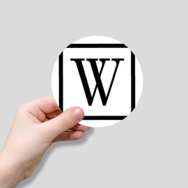 Luckluccy Monogram Initial W Stickers 50 Pcs Alphabet Balck Square Vinyl Laptop Sticker Monogram Waterproof Water Bottle Stickers Stickers for Water Bottles Skateboard Phone Laptop Car 4inch
