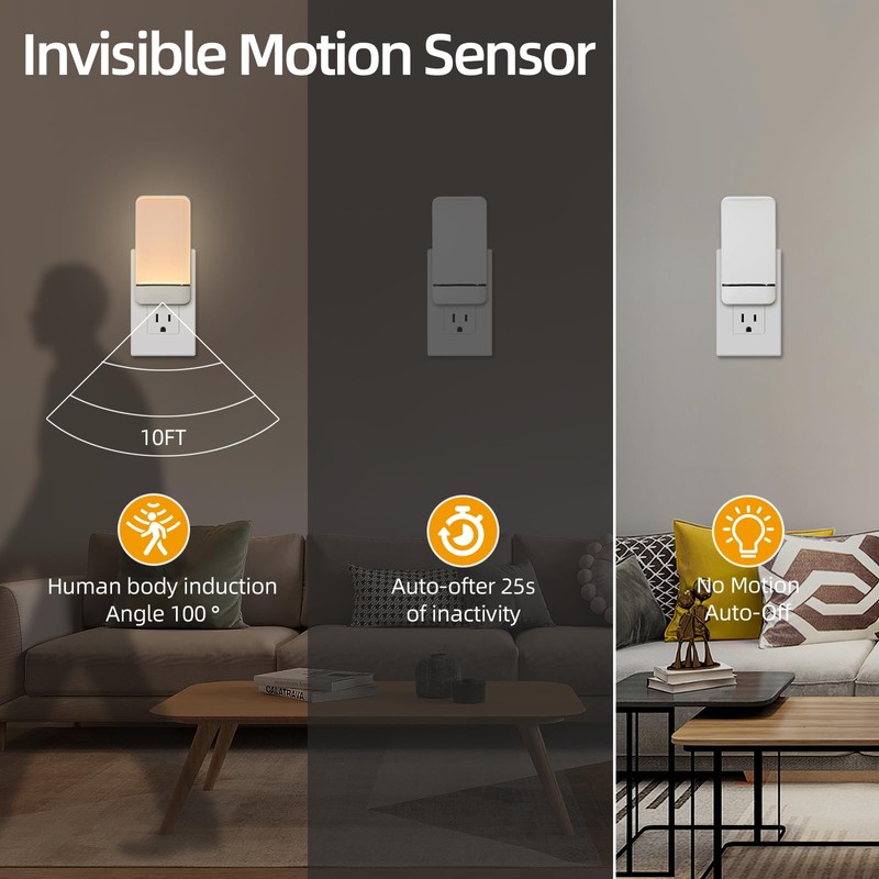 Dawnrise Night Lights Plug into Wall, Invisible Motion Sensor Night