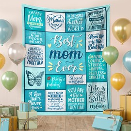 Kieetlan Mom Gift, Best Mom Gifts Throw Blanket 60" X 50", Best Mom Ever Gifts, Good Gift for Mom from Daughter Son, Gifts for Mom Birthday Christmas Mother's Day Valentines