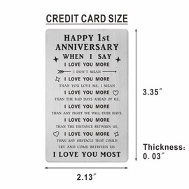 SOUSYOKYO 1 Year Anniversary Card Gifts for Girlfriends Boyfriend, First One 1st Wedding Anniversary Decorations Wallet Card for Him Her Husband Wife, Women Men Happy 1st Anniversary Decorations