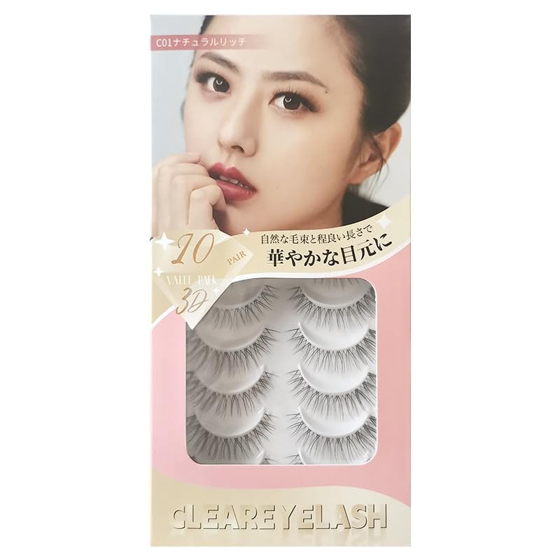 CLEAREYELASH Natural False Eyelashes 3D 3D Matsueku 10 Pairs (C01